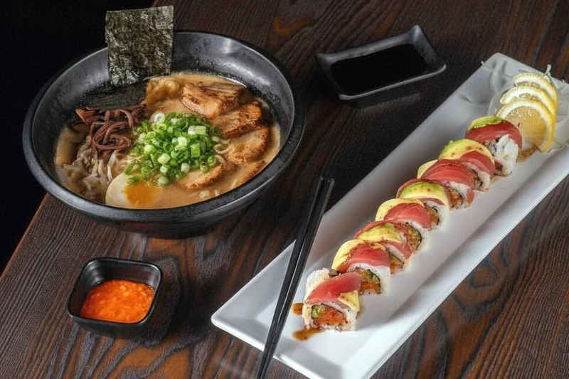 Tonkotsu Ramen + Any Premium Rolls - Ala Carte